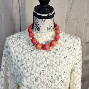 Elegant Pink Beaded Wooden Necklace